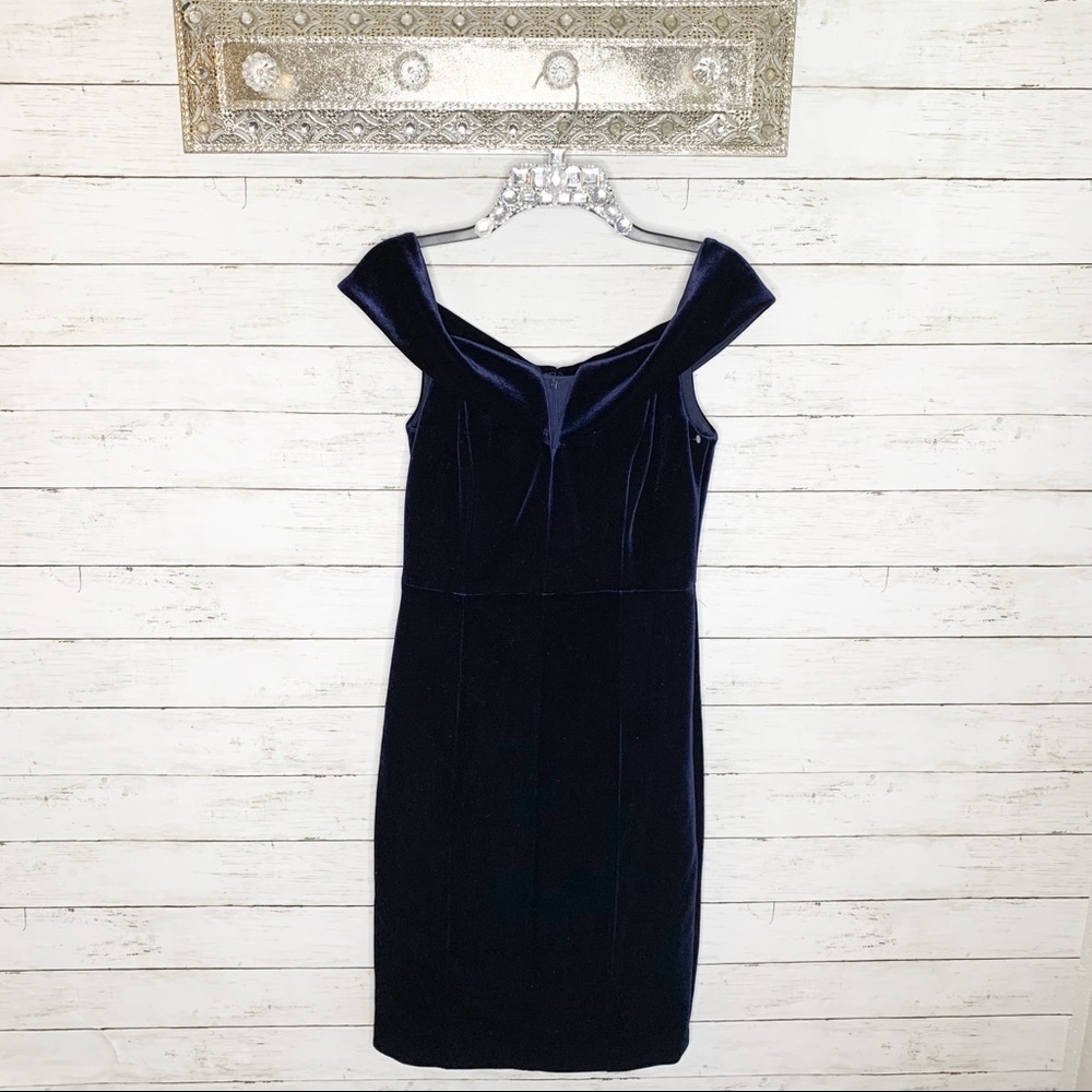 Vince Camuto Navy Off-Shoulder Midi Dress - Picture 2 of 8
